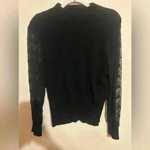 Society 212 Women’s Black Pullover Sweater L Mesh Sleeves